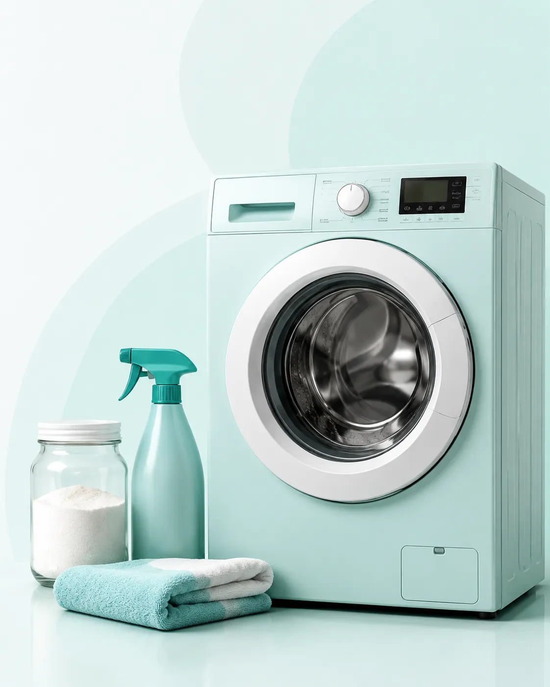 Washing machine with household cleaning products